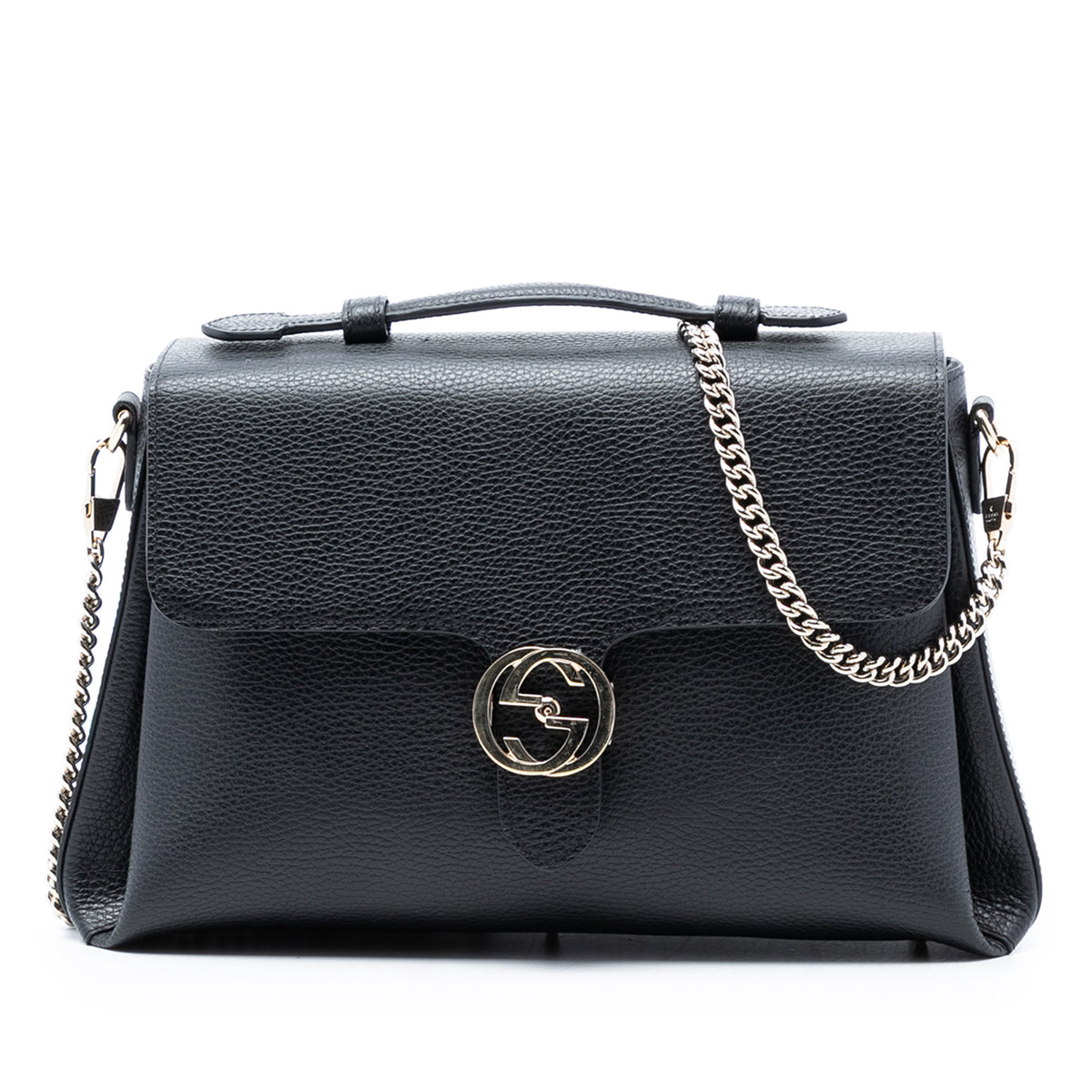 Medium Dollar Calf Interlocking G Satchel