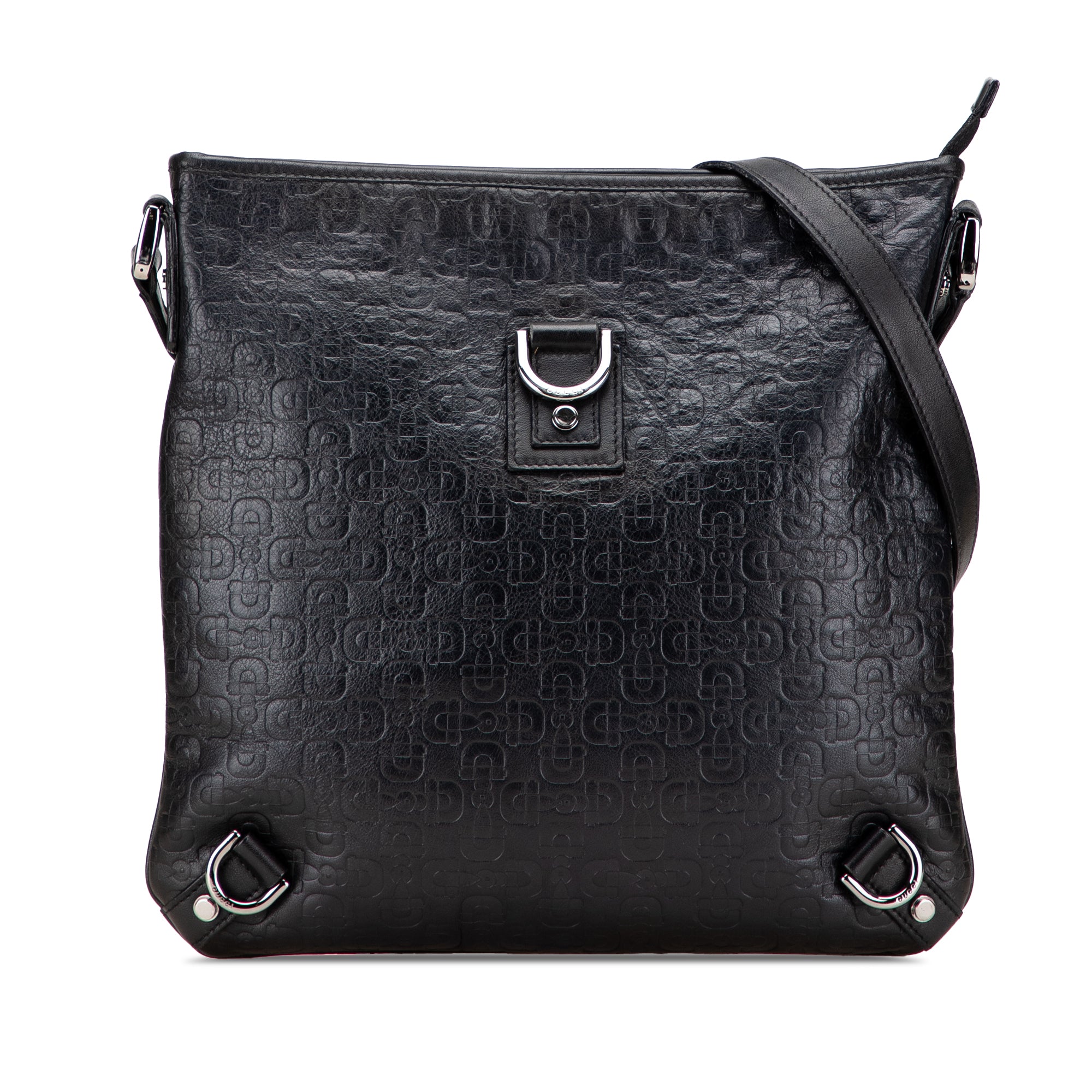 Embossed Leather Horsebit Abbey D Ring Crossbody