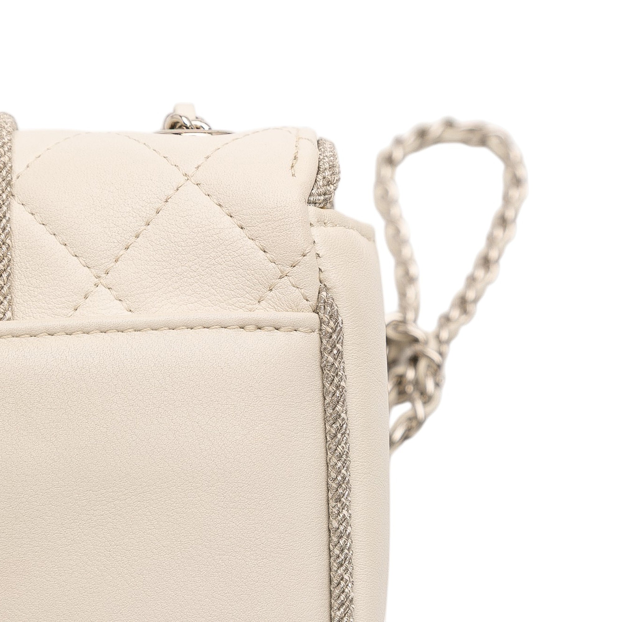 Mini Quilted Lambskin and Metallic Trim Elementary Chic Flap