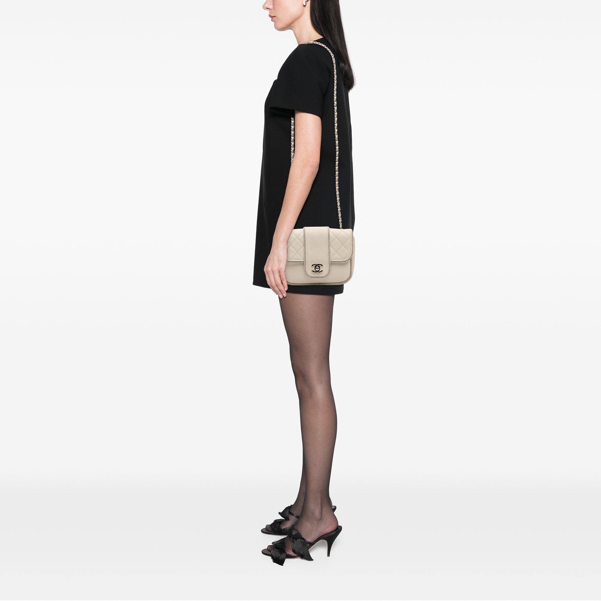Mini Quilted Lambskin and Metallic Trim Elementary Chic Flap
