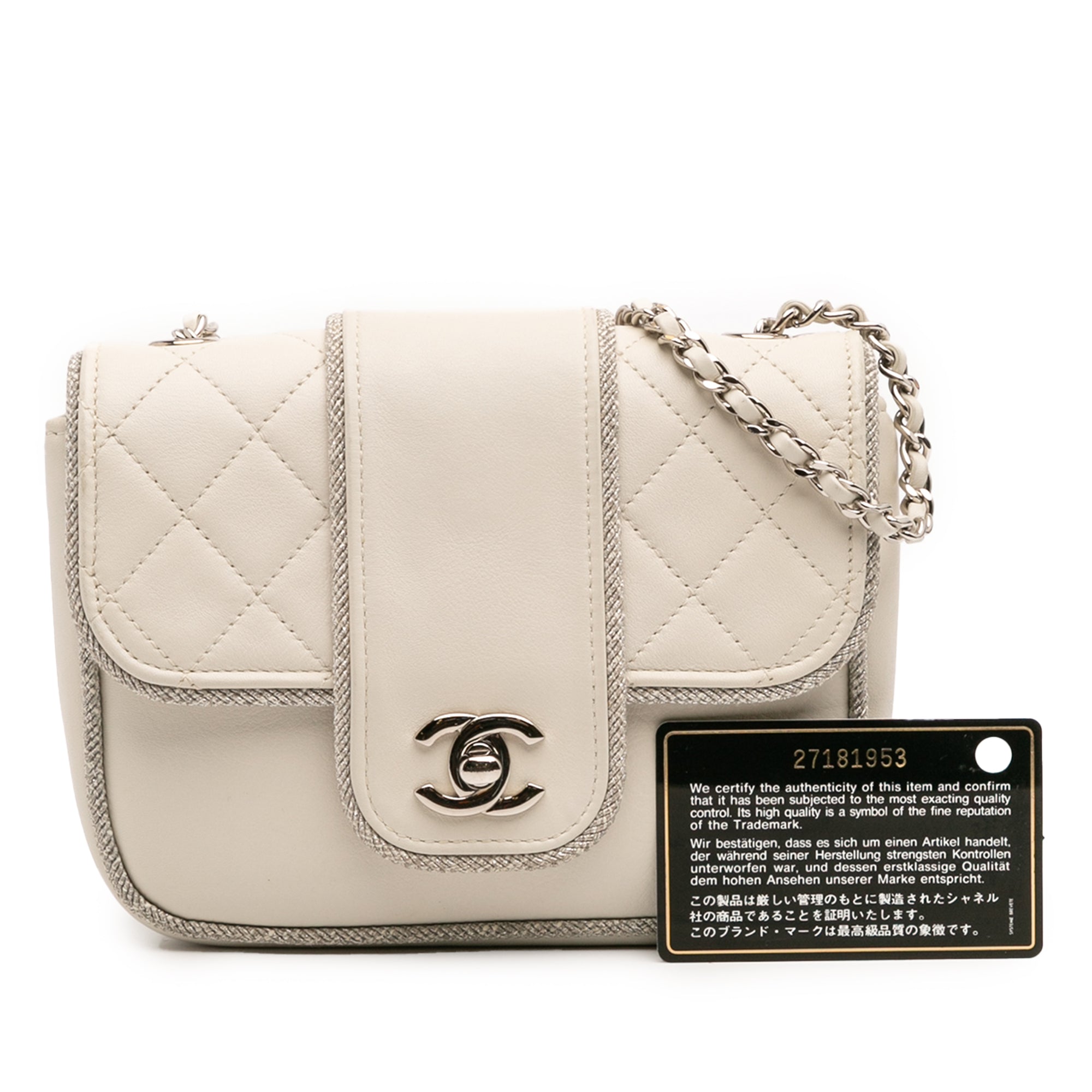 Mini Quilted Lambskin and Metallic Trim Elementary Chic Flap