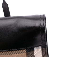 Leather and House Check Canvas Crossbody