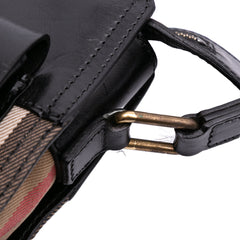 Leather and House Check Canvas Crossbody