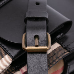 Leather and House Check Canvas Crossbody
