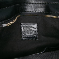 Leather and House Check Canvas Crossbody