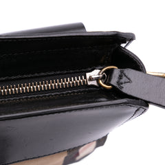 Leather and House Check Canvas Crossbody