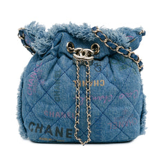 Small Denim Mood Bucket with Chain_0