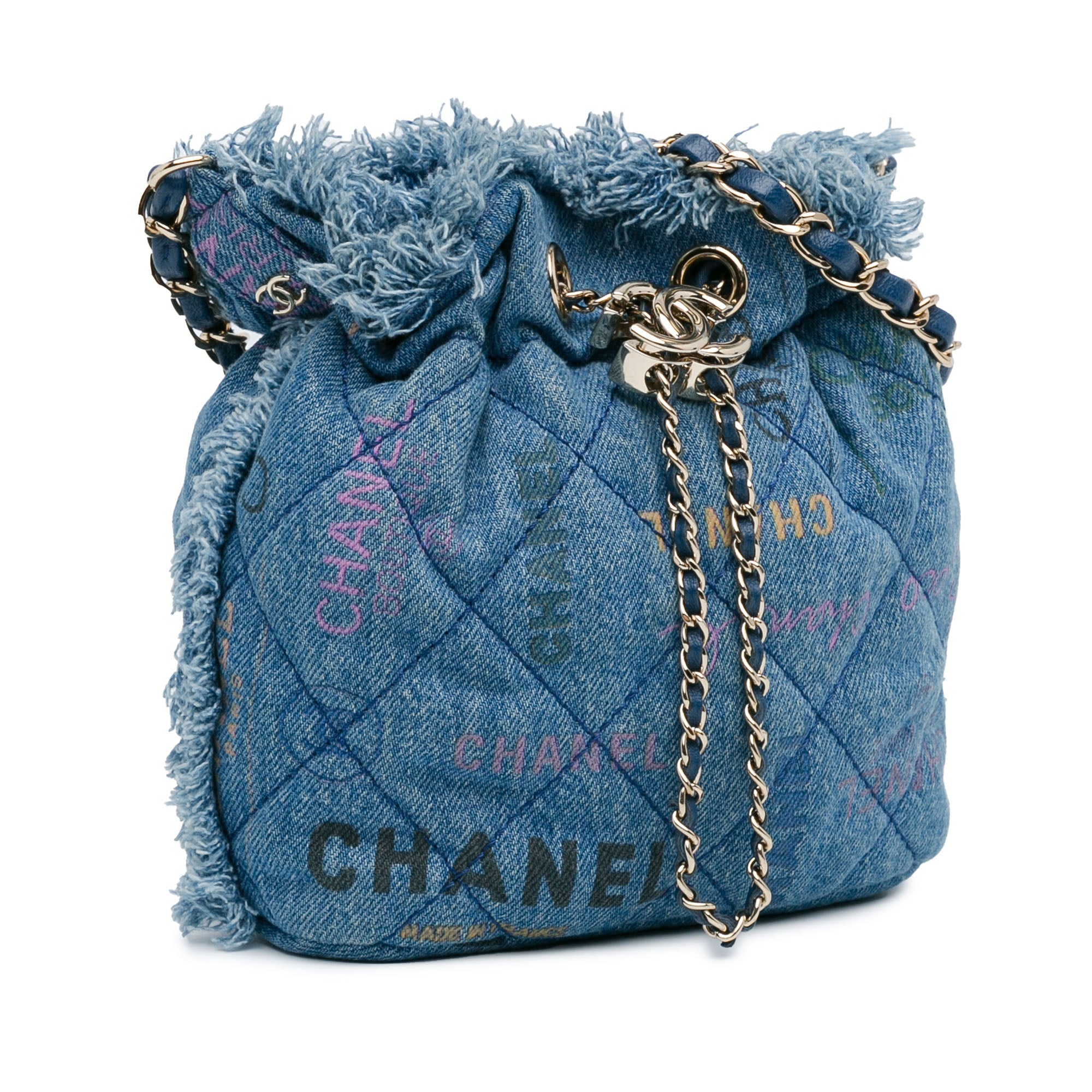 Small Denim Mood Bucket with Chain_1