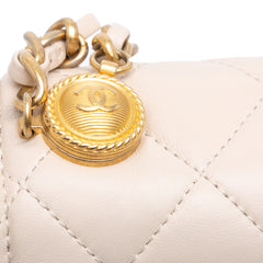 Small Lambskin Button On Top Flap