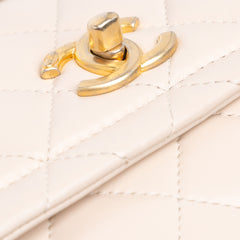 Small Lambskin Button On Top Flap