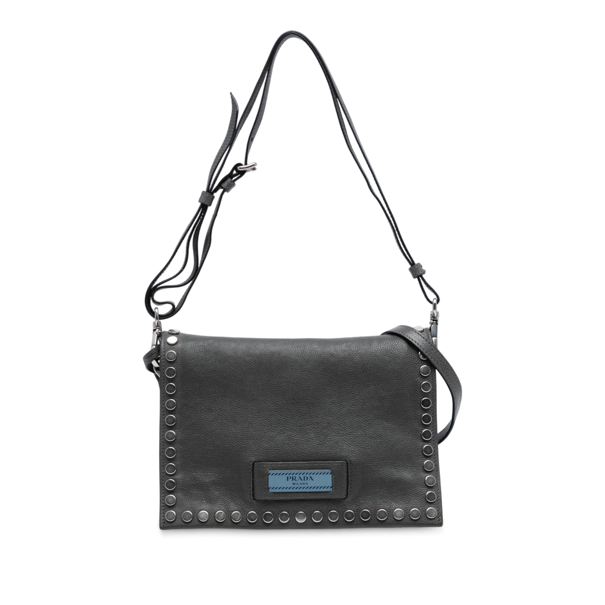 Glace Calfskin Studded Etiquette Flap