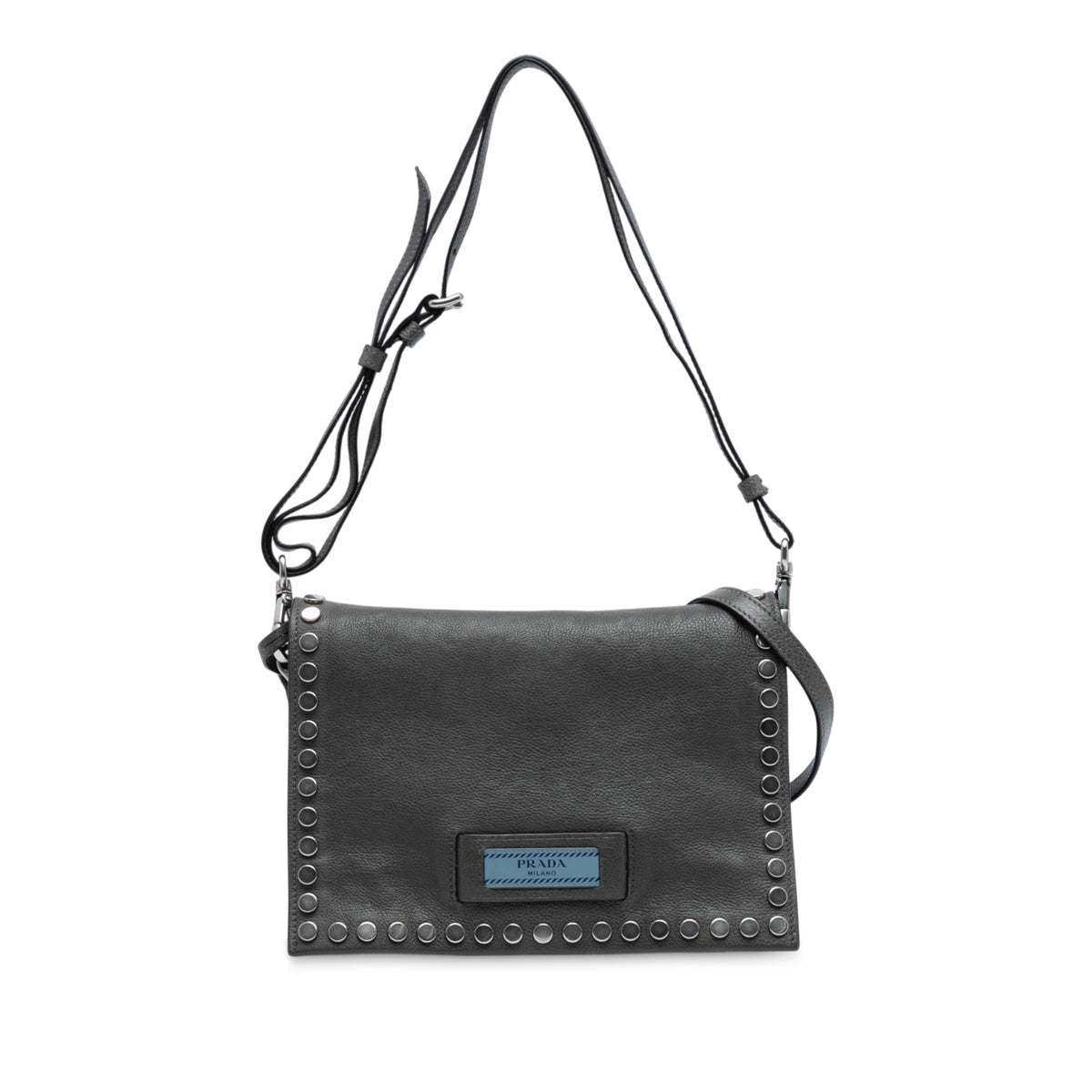 Glace Calfskin Studded Etiquette Flap