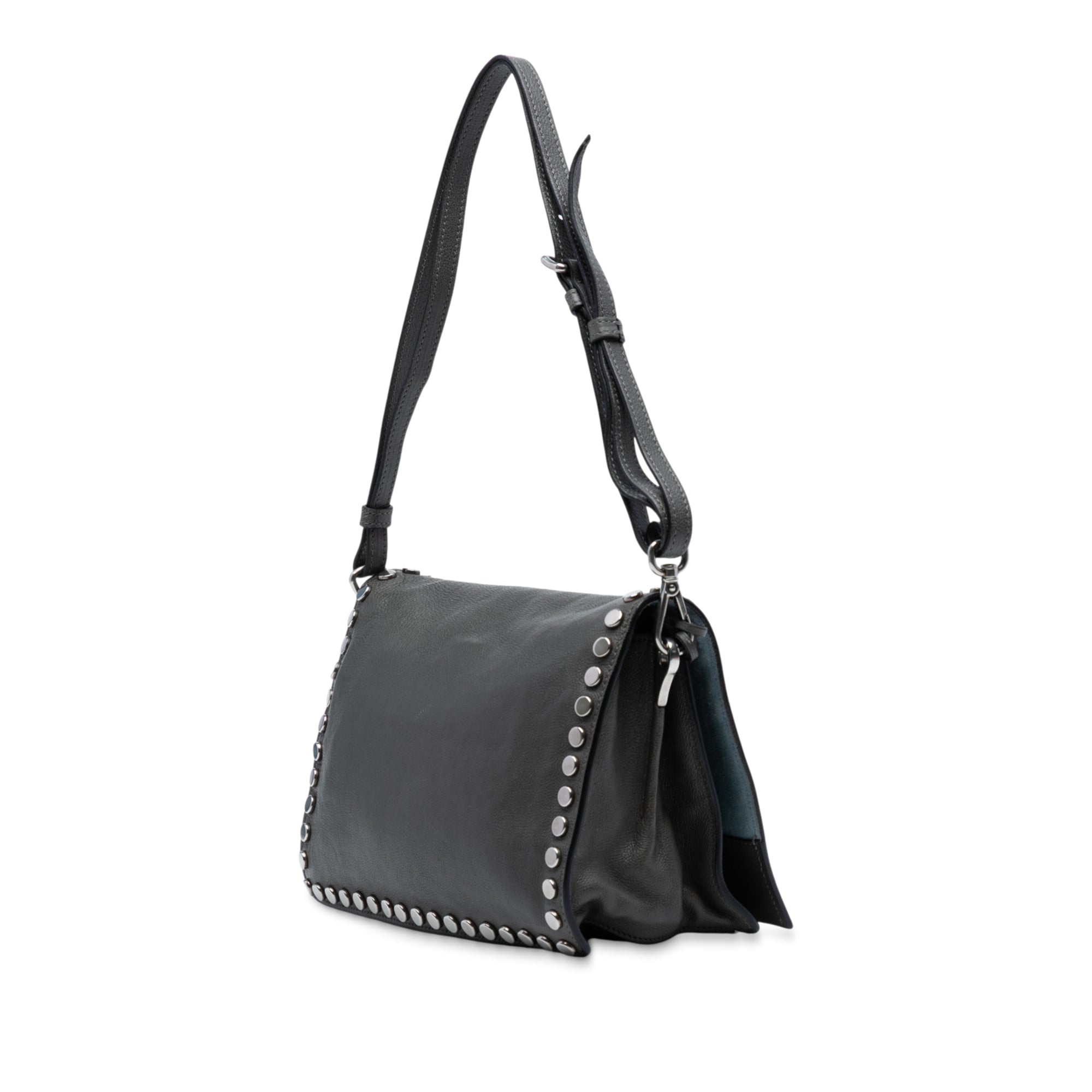 Glace Calfskin Studded Etiquette Flap
