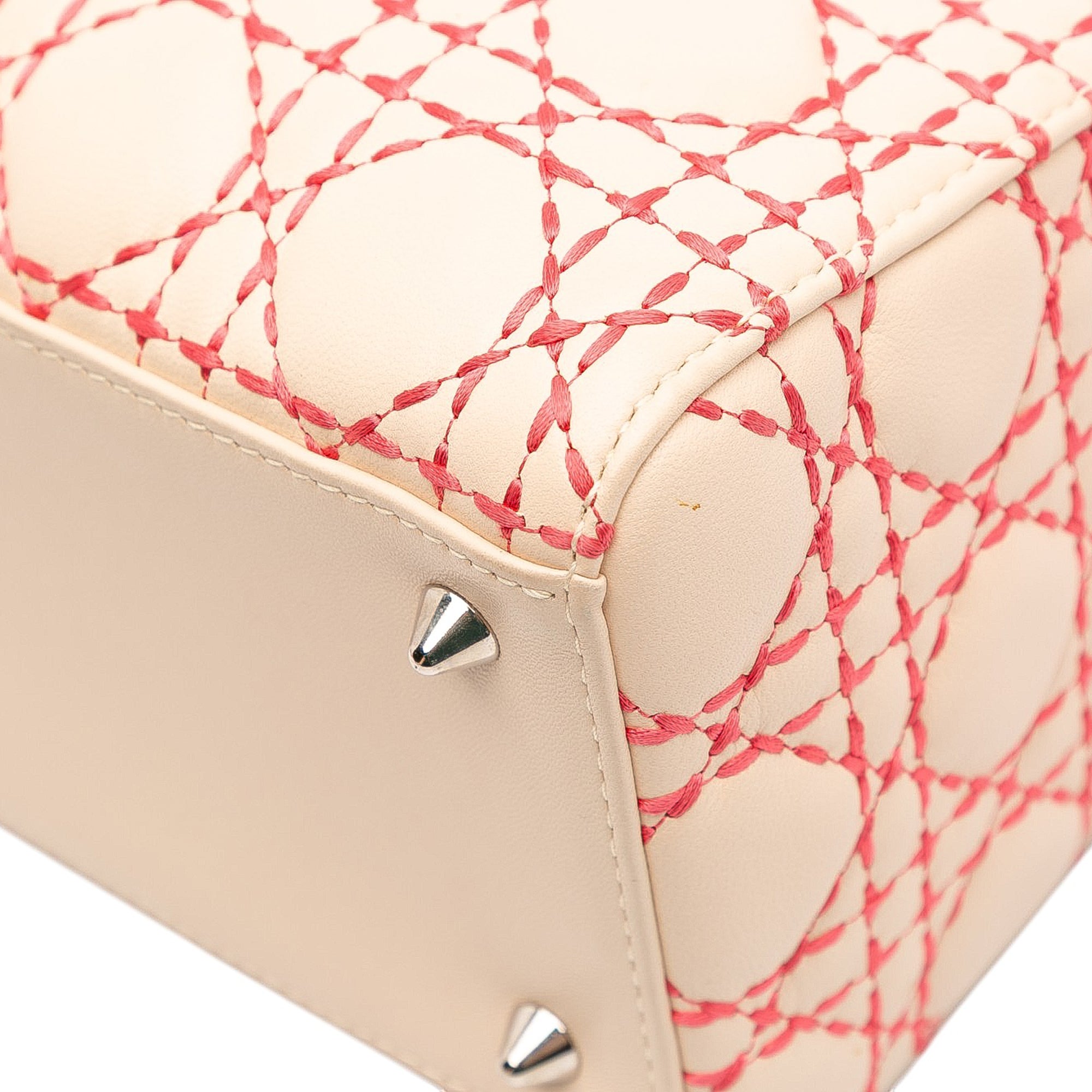 Medium Lambskin Cannage Stitched Lady Dior