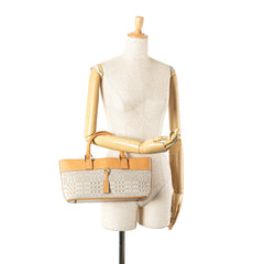 Leather Trimmed Canvas Handbag
