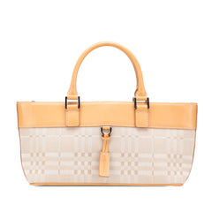 Leather Trimmed Canvas Handbag