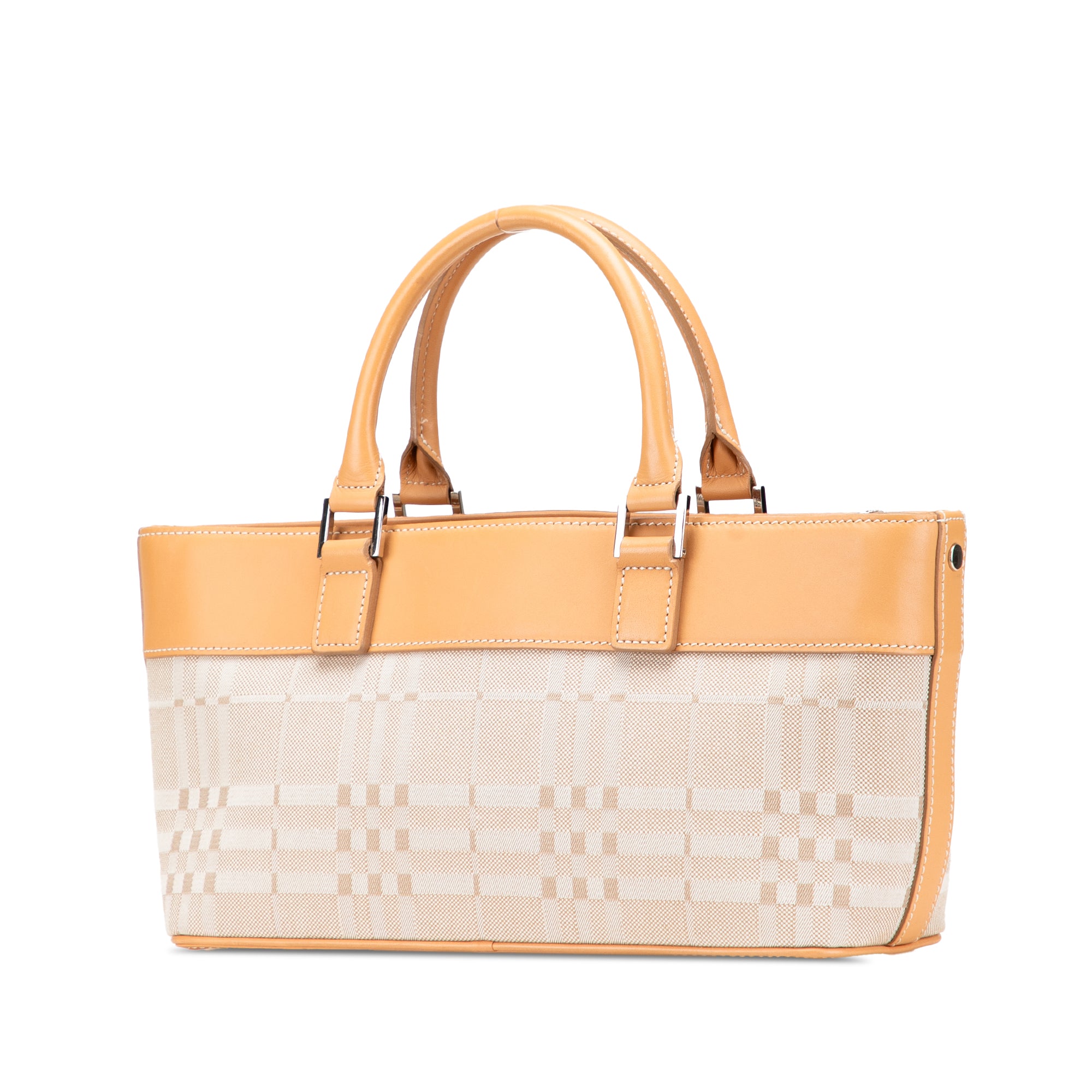 Leather Trimmed Canvas Handbag