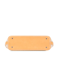 Leather Trimmed Canvas Handbag