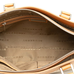 Leather Trimmed Canvas Handbag