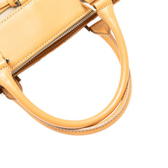 Leather Trimmed Canvas Handbag