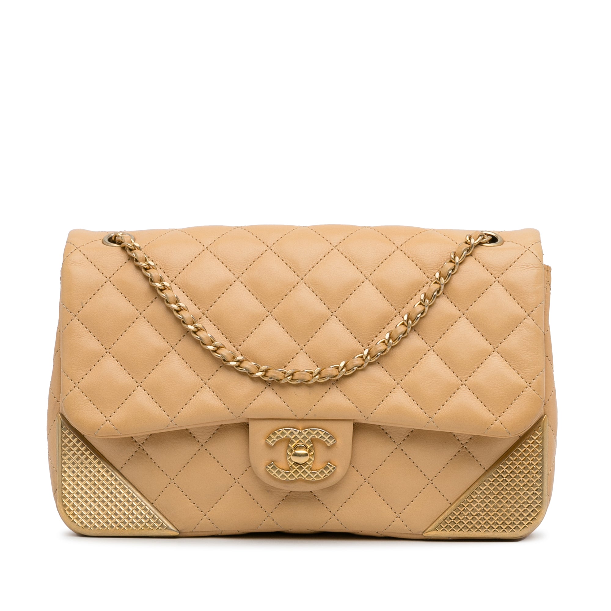 Medium Classic Lambskin Metal Edge Shoulder Bag