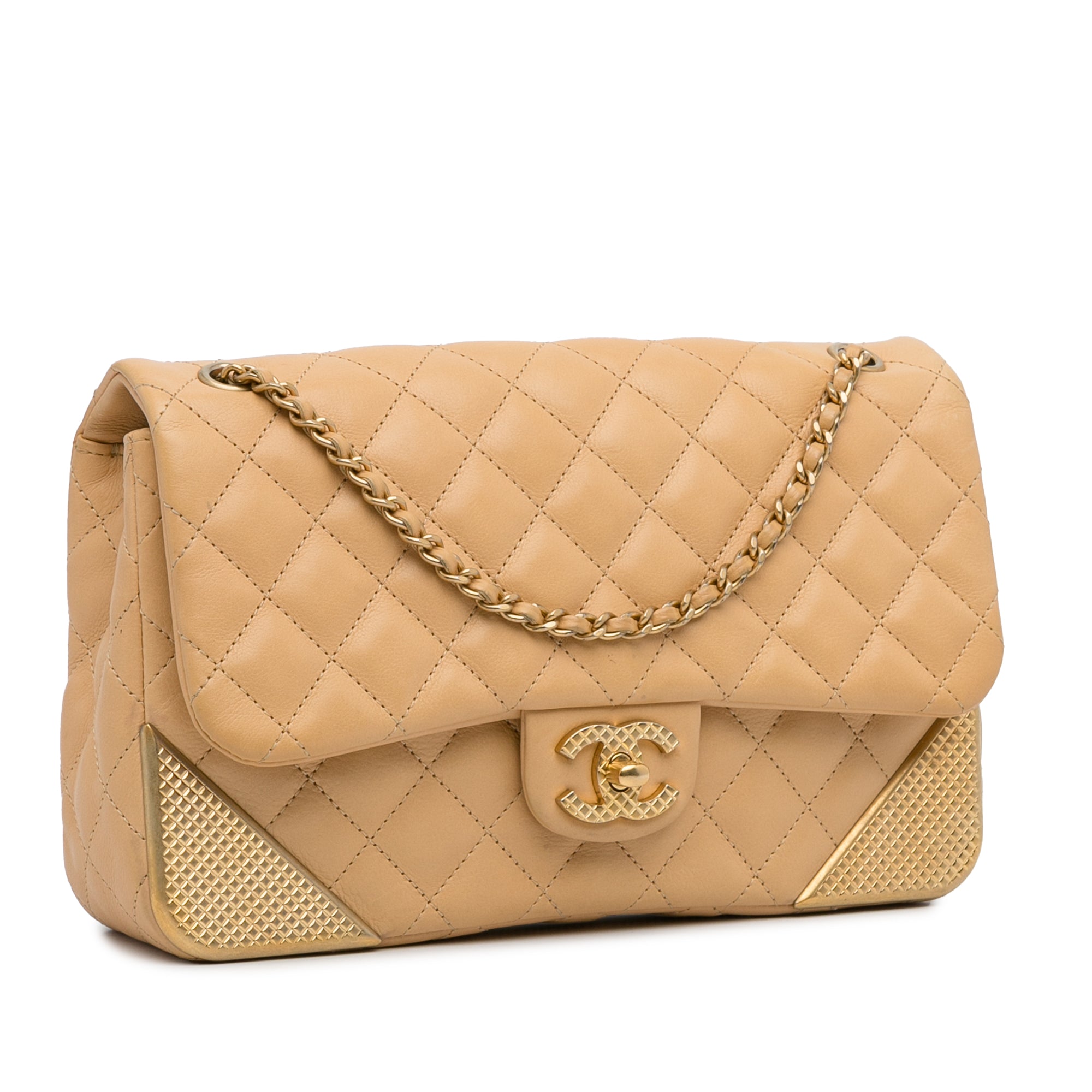 Medium Classic Lambskin Metal Edge Shoulder Bag