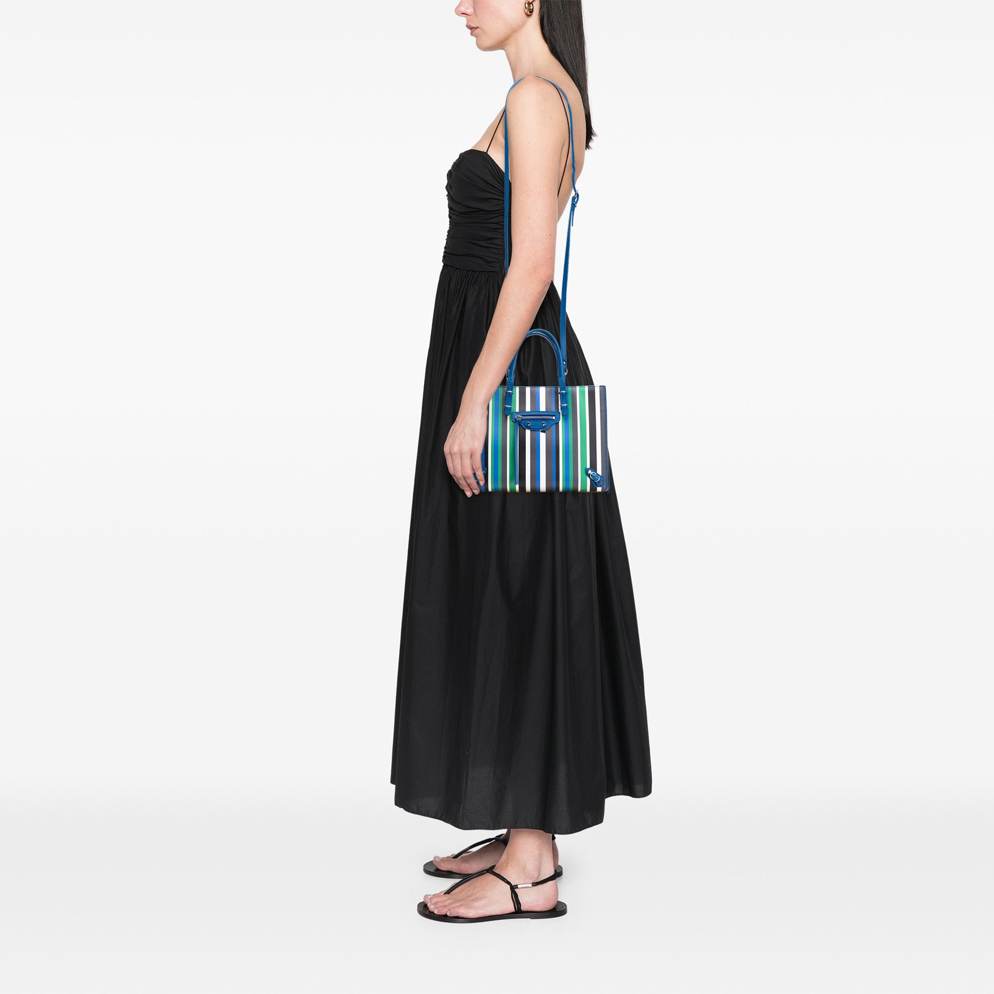 Mini Leather Striped Papier A6 Zip Around Satchel