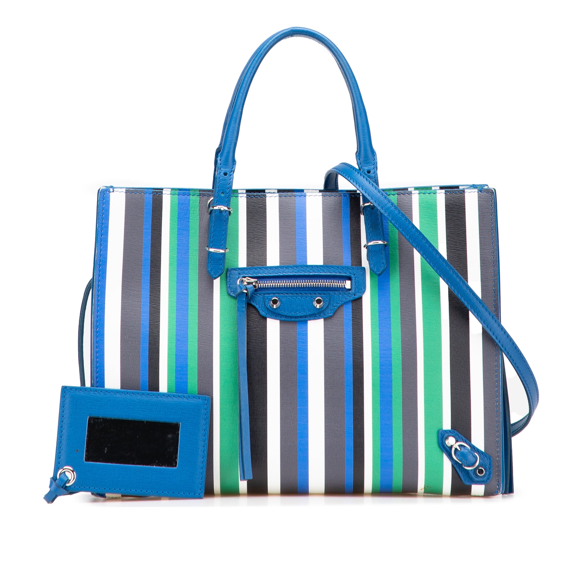Mini Leather Striped Papier A6 Zip Around Satchel
