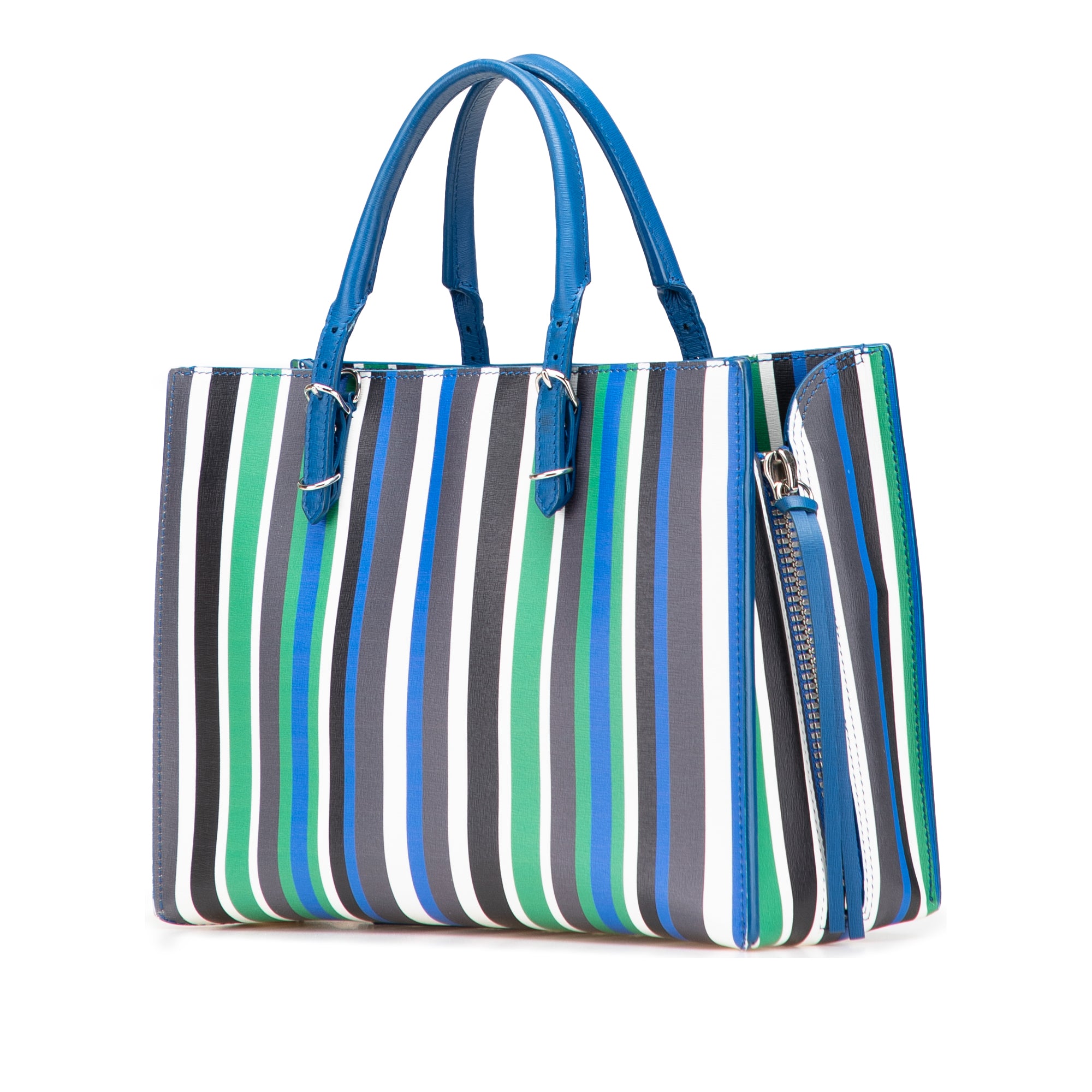 Mini Leather Striped Papier A6 Zip Around Satchel