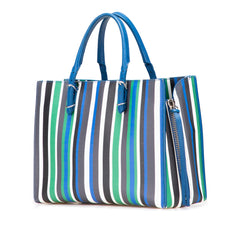 Mini Leather Striped Papier A6 Zip Around Satchel