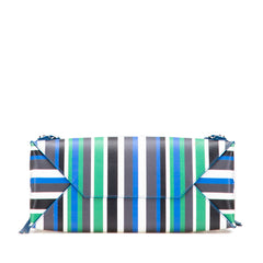 Mini Leather Striped Papier A6 Zip Around Satchel