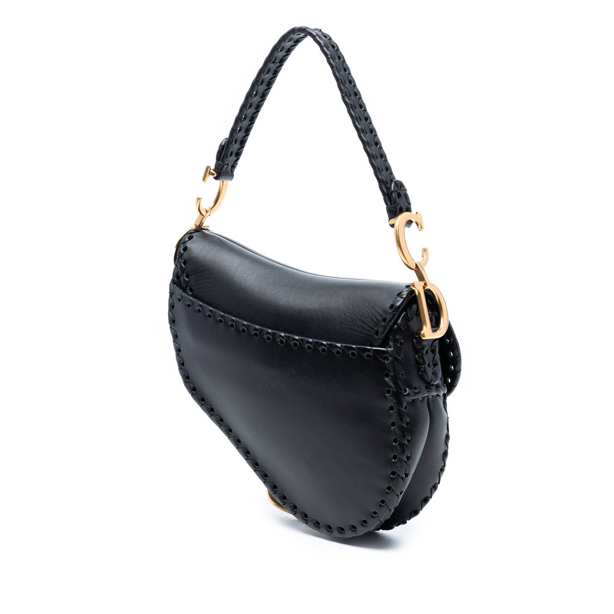 Smooth Calfskin Braided Saddle Bag