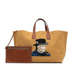 Large Canvas Embroidered Fisherman T Shopper Tote