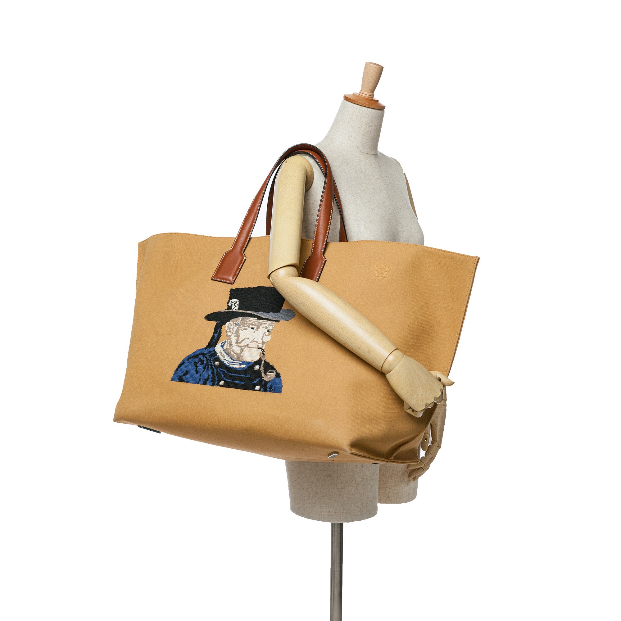 Large Canvas Embroidered Fisherman T Shopper Tote