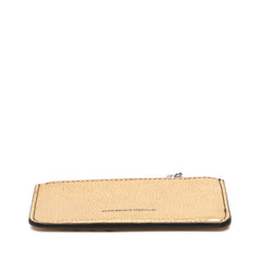 Metallic Leather Skull Charm Zip Card Holder