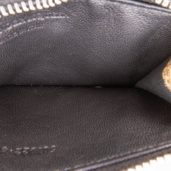 Metallic Leather Skull Charm Zip Card Holder