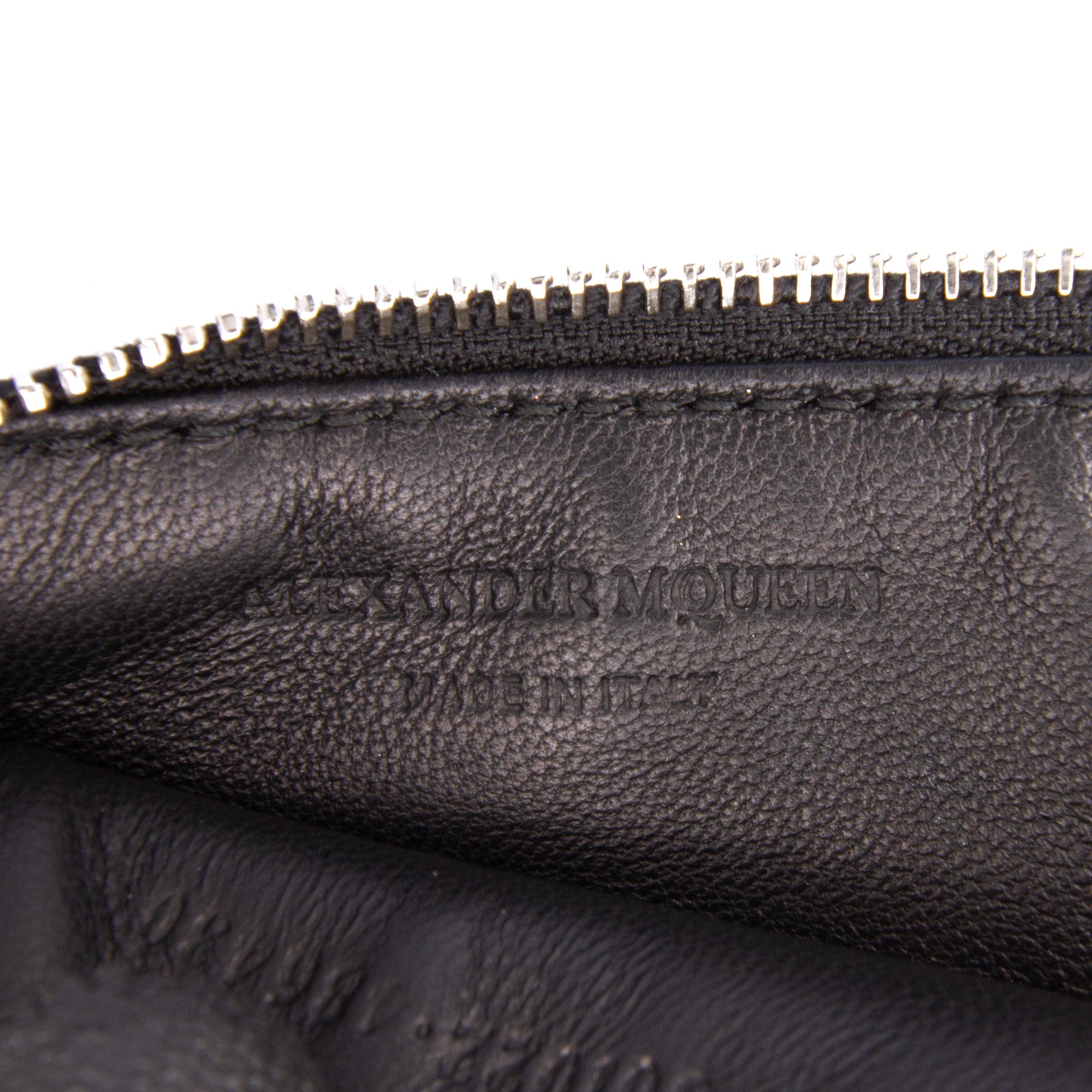 Metallic Leather Skull Charm Zip Card Holder