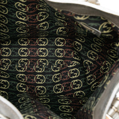 Medium Metallic Calfskin Web Britt Satchel