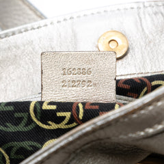 Medium Metallic Calfskin Web Britt Satchel