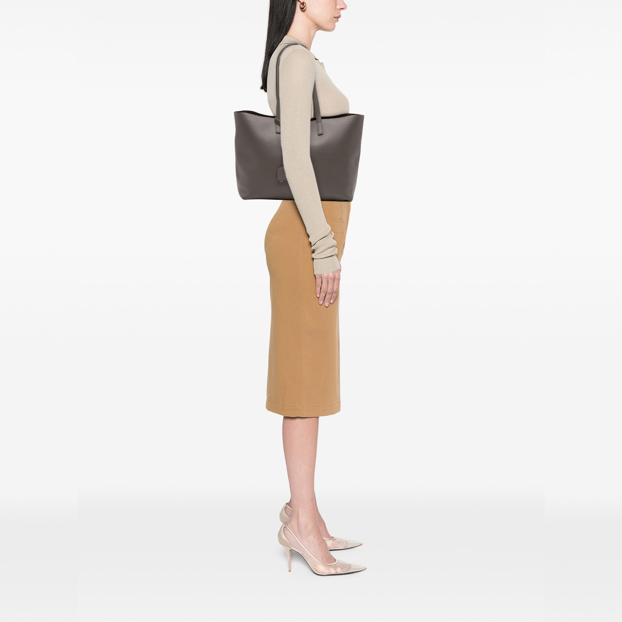 Large Leather East West Shopping Tote