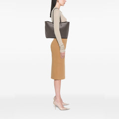 Large Leather East West Shopping Tote