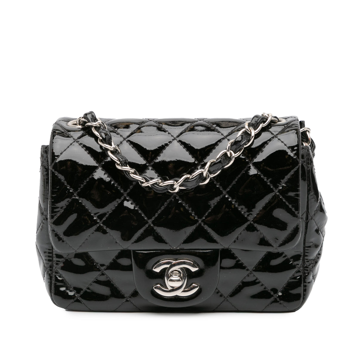 Mini Square Classic Patent Single Flap