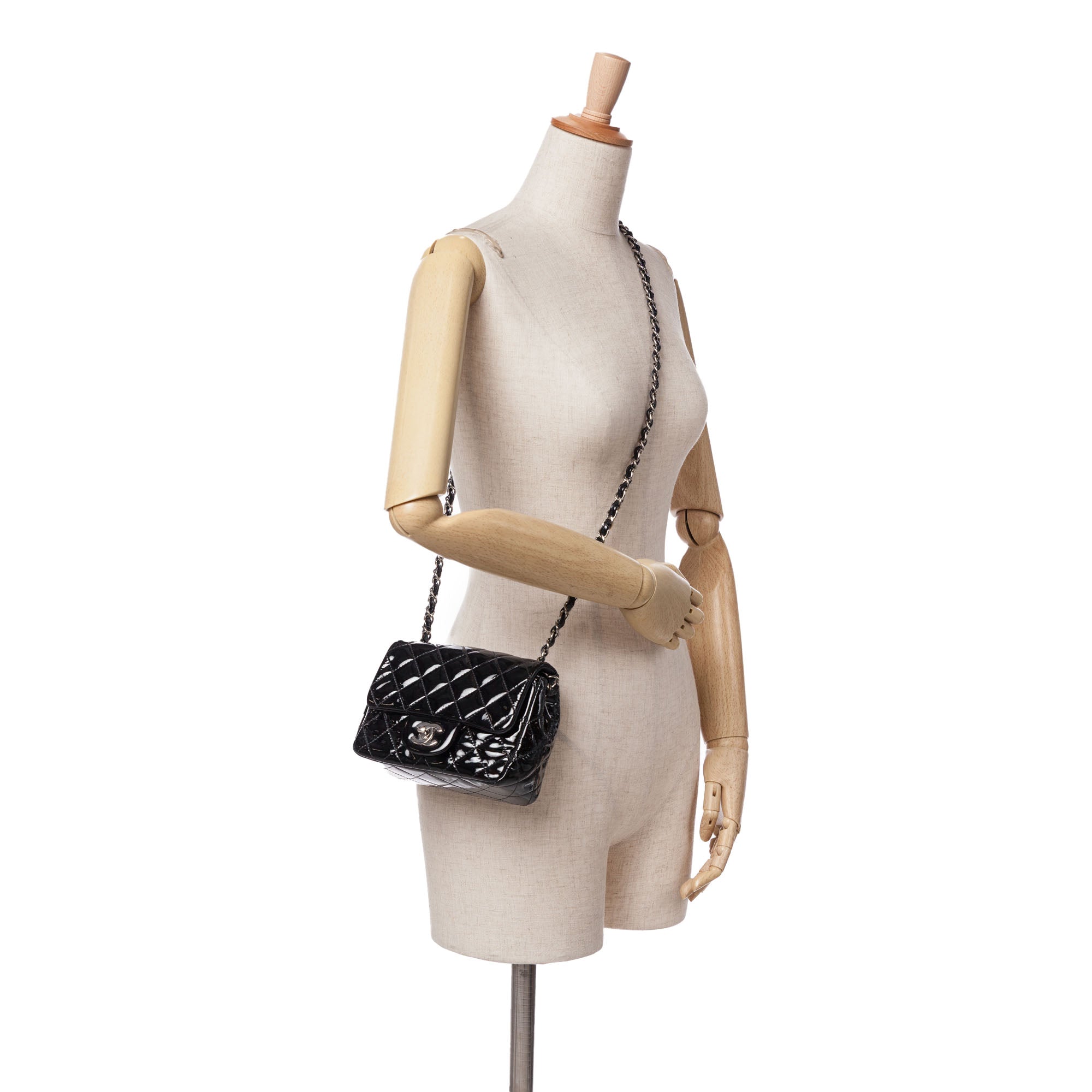 Mini Square Classic Patent Single Flap