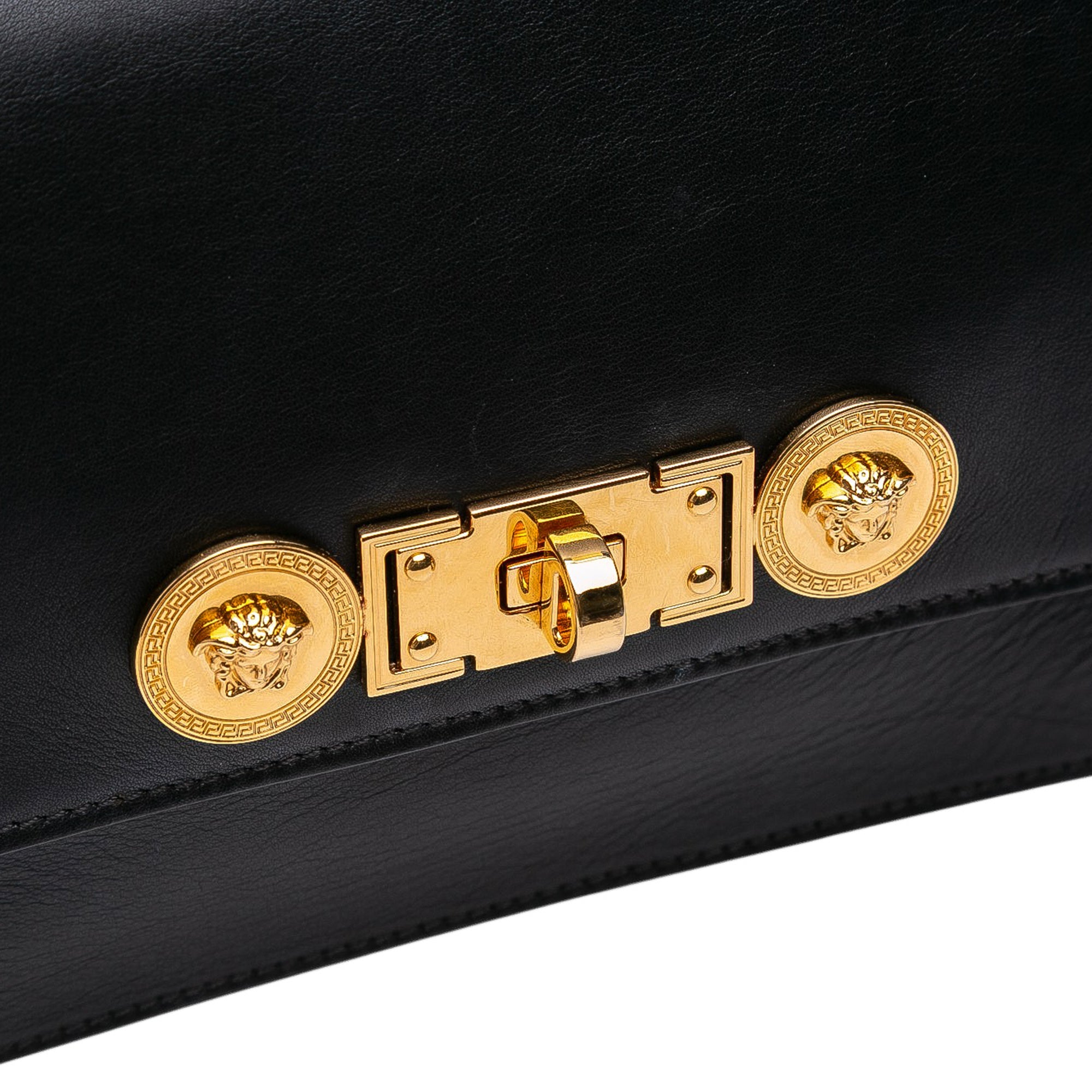 Leather Medusa Flap Chain Shoulder Bag