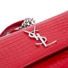 Medium Croc Embossed Leather Sunset Crossbody