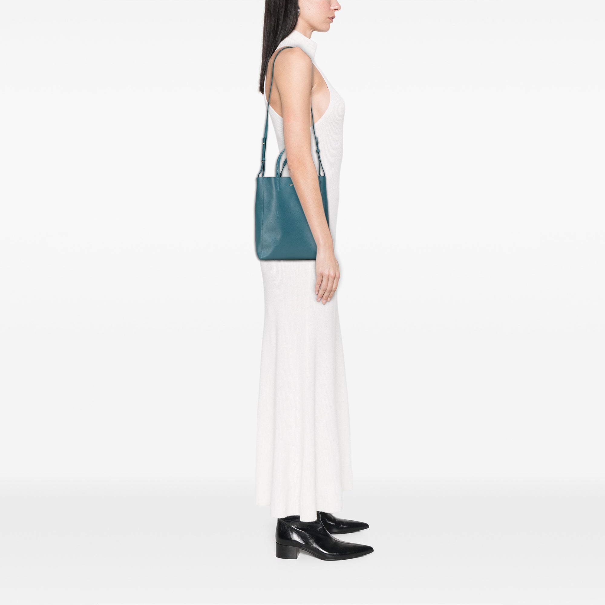 Small Grained Calfskin Vertical Cabas Satchel