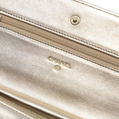 CC Quilted Metallic Lambskin Wallet on Chain