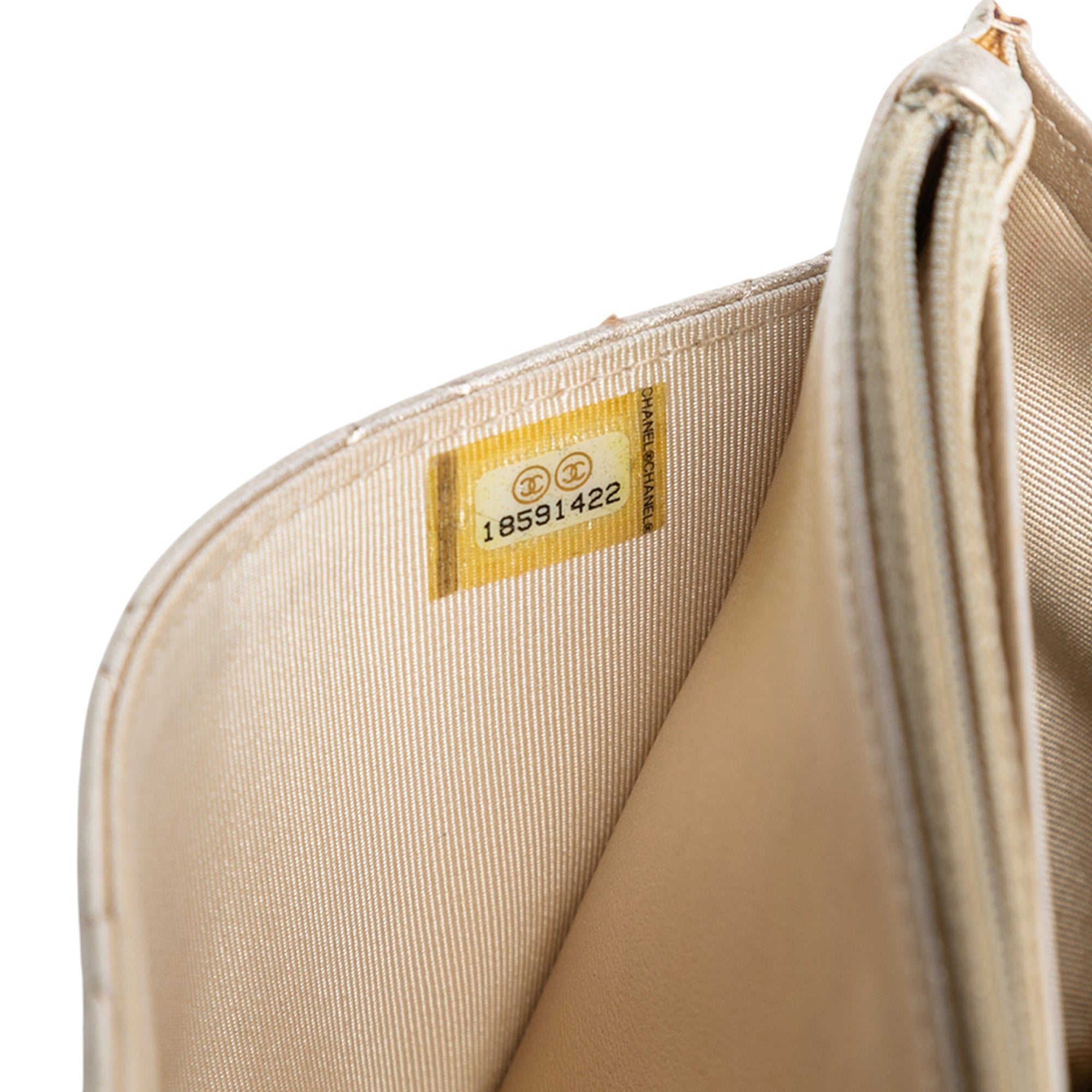 CC Quilted Metallic Lambskin Wallet on Chain