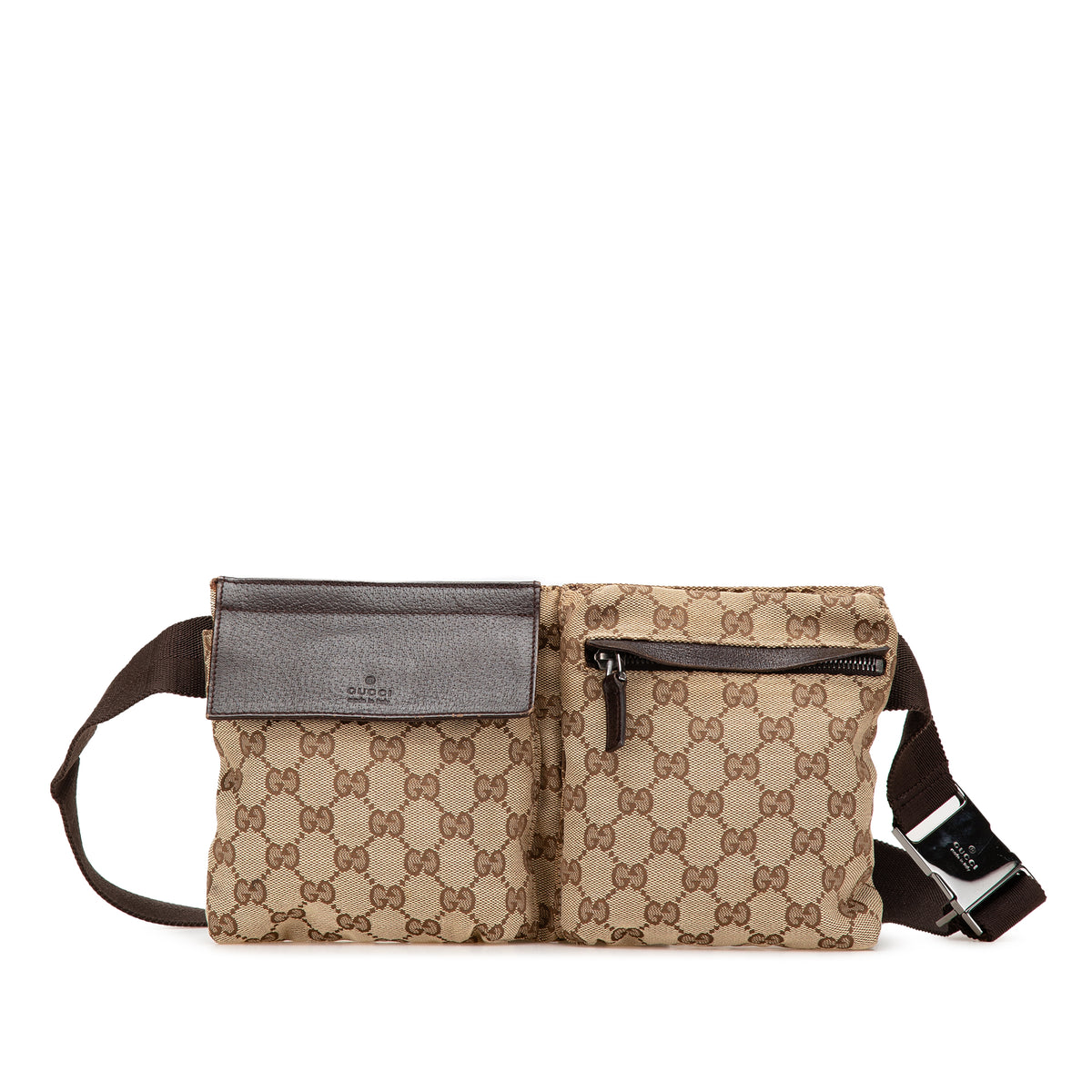 GG Canvas Double Pocket Belt Bag