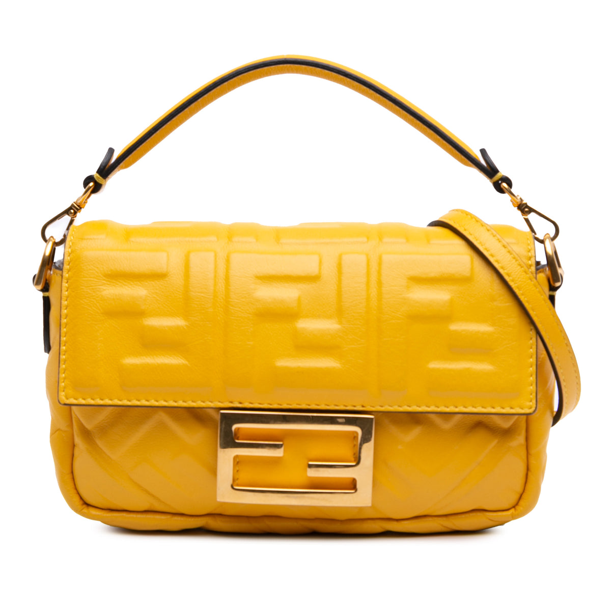 Mini Zucca Embossed Leather Baguette Satchel
